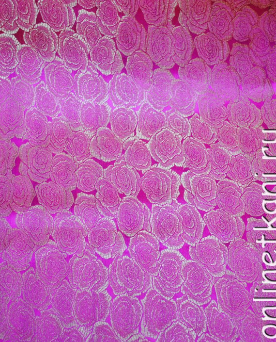 Ткань Китайский шелк "Розы" 0014 цвет розовый цветочный картинка