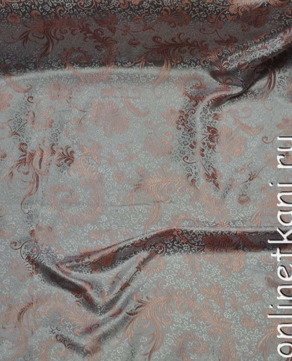 Ткань Китайский шелк "Узор на белом" 0027 цвет серый цветочный картинка 1