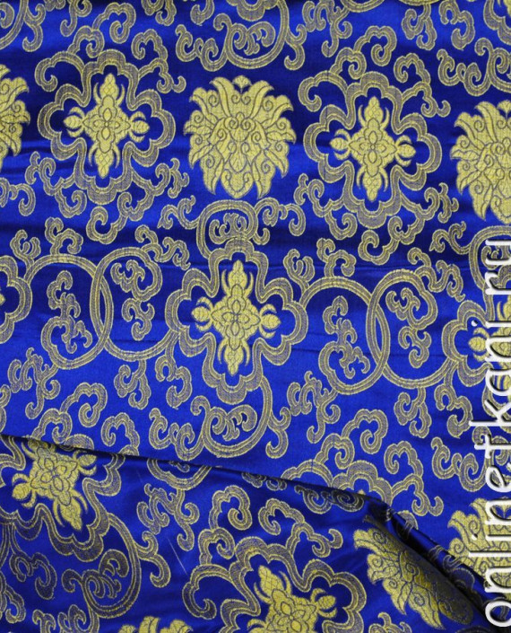 Ткань Китайский шелк "Узор индиго" 0032 цвет голубой абстрактный картинка 2