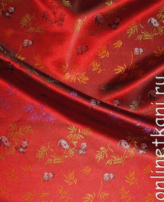 Ткань Китайский шелк "Панда" 0049 цвет красный абстрактный картинка