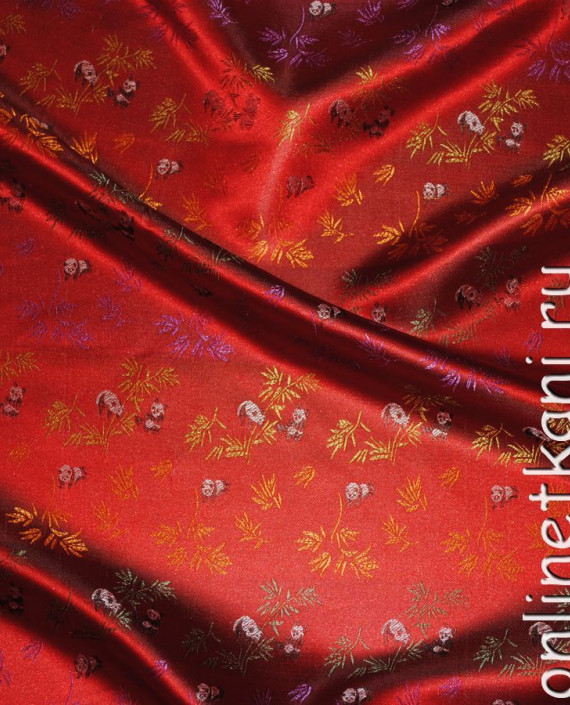 Ткань Китайский шелк "Панда" 0049 цвет красный абстрактный картинка 1