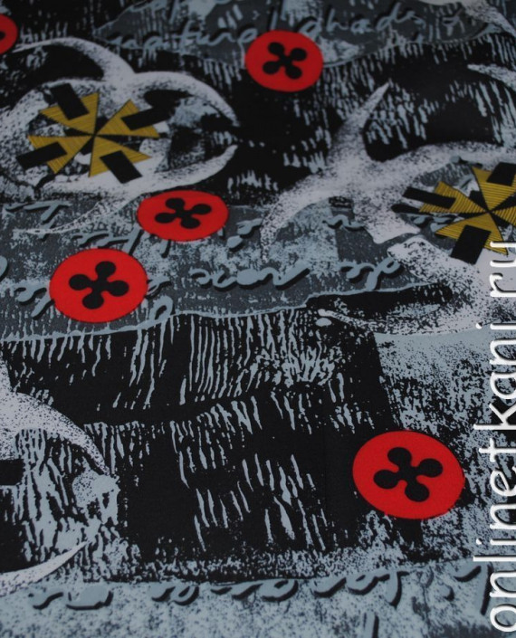 Ткань курточная "Космические пуговицы" 002 цвет серый абстрактный картинка