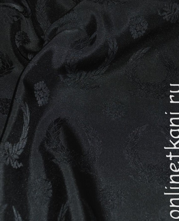 Ткань курточная "Ночные цветы" 027 цвет черный картинка 2
