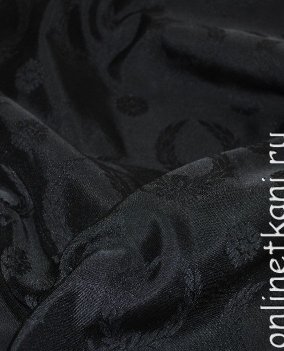 Ткань курточная "Ночные цветы" 027 цвет черный картинка 1