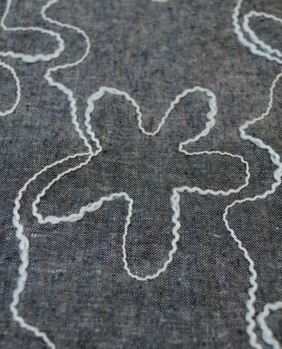 Ткань Лен «Медузы» 0011 цвет серый абстрактный картинка 1