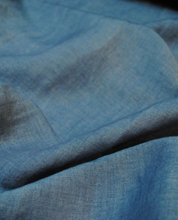 Ткань Лен "Джинсовый" 0021 цвет синий картинка 1