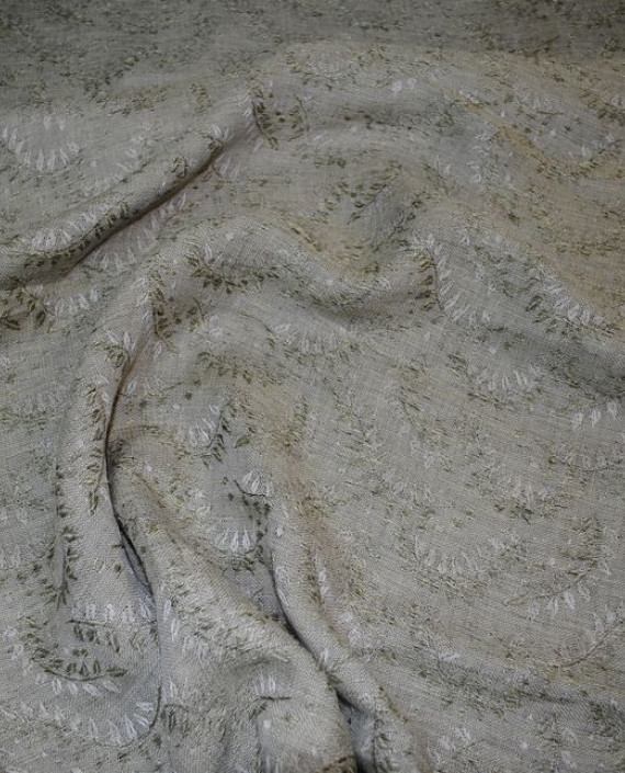 Ткань Лен Жаккард "Листья" 0048 цвет серый абстрактный картинка