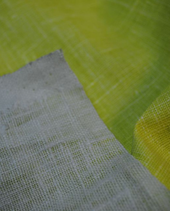 Ткань Лен Курточный "Желтый" 0055 цвет зеленый картинка 1