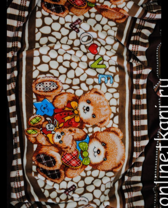 Ткань искусственный мех "Мишки" 0005 цвет коричневый абстрактный картинка 3