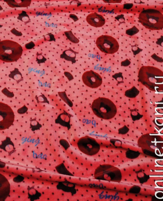 Ткань искусственный мех "Bао" 0008 цвет малиновый в горошек картинка 2