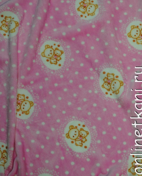 Ткань искусственный мех "Семья" 0031 цвет розовый в горошек картинка 1