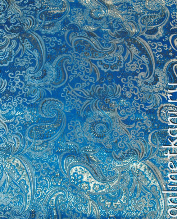 Ткань Парча "Серебро на голубом" 0006 цвет голубой абстрактный картинка