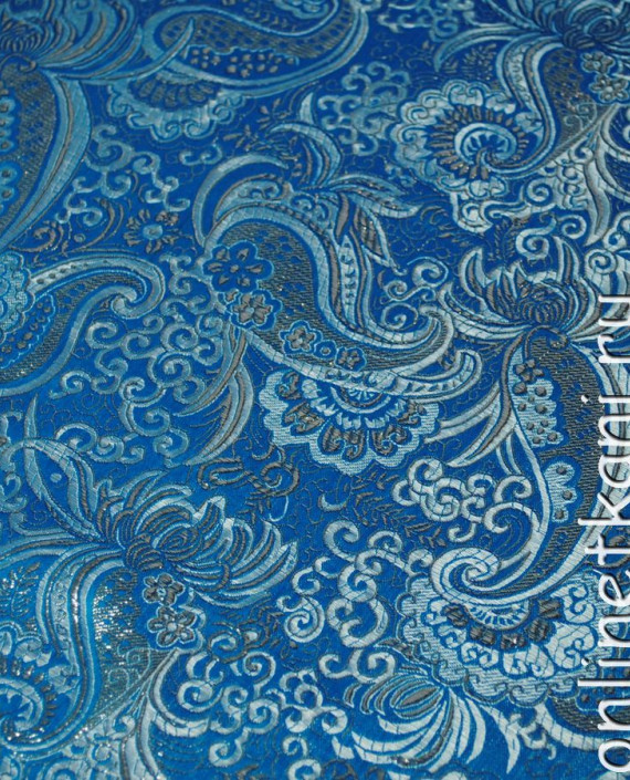 Ткань Парча "Серебро на голубом" 0006 цвет голубой абстрактный картинка 2