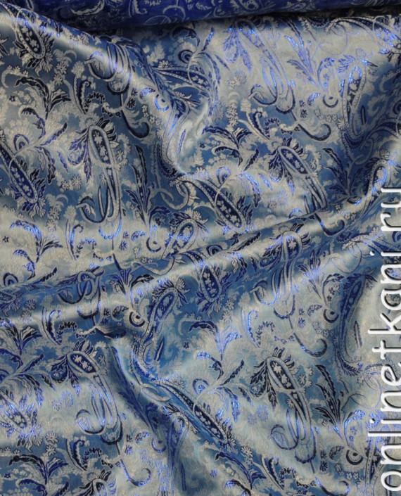 Ткань Парча "Голубые огурцы" 0017 цвет синий абстрактный картинка