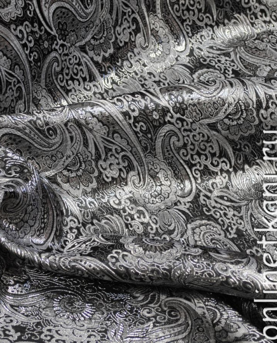 Ткань Парча "Серебро" 0020 цвет серебро абстрактный картинка 2