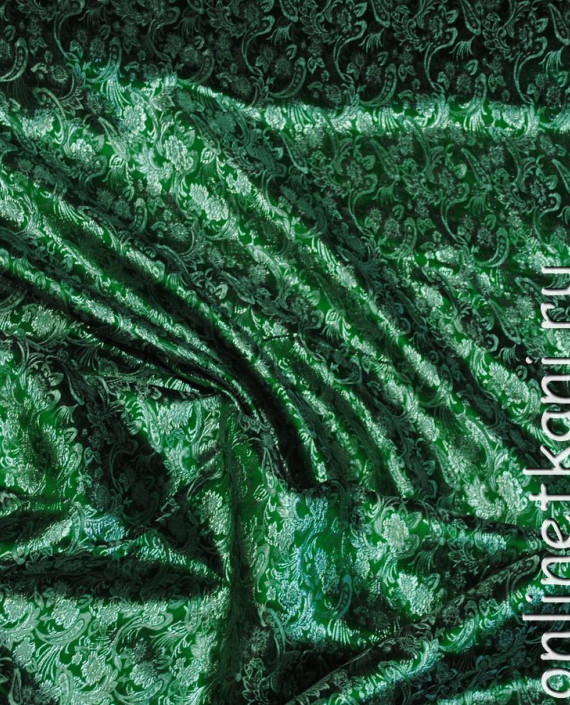 Ткань Парча "Серебро на зеленом" 0023 цвет зеленый абстрактный картинка