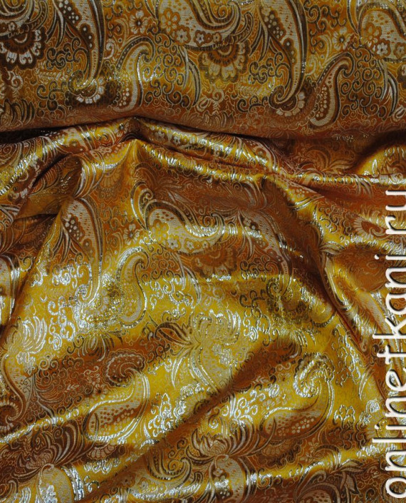 Ткань Парча "Золотые огурцы" 0026 цвет золотой абстрактный картинка