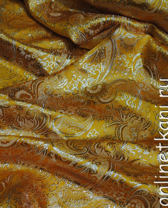 Ткань Парча "Золотые огурцы" 0026 цвет золотой абстрактный картинка 2