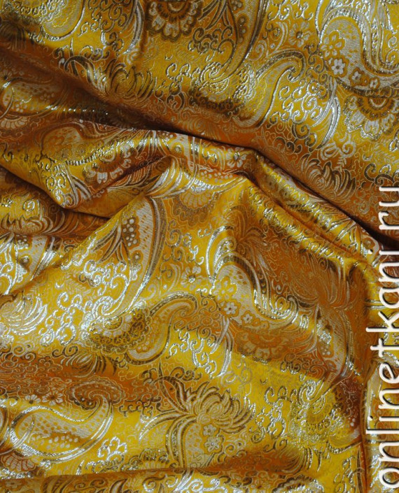 Ткань Парча "Золотые огурцы" 0026 цвет золотой абстрактный картинка 3