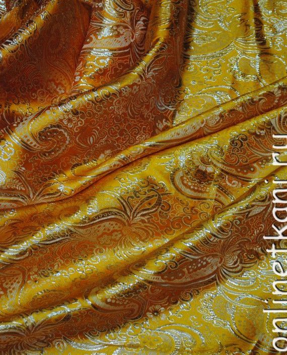 Ткань Парча "Золотые огурцы" 0026 цвет золотой абстрактный картинка 4