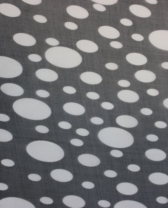 Ткань Шелк Шифон "Белые Горохи" 4003 цвет черный в горошек картинка