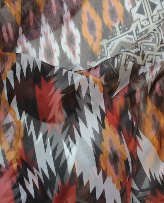Ткань Шелк Шифон "С Орнаментом" 4004 цвет разноцветный цветочный картинка 1