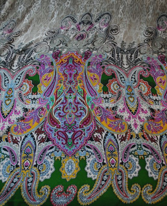 Ткань Шелк Шифон "Восточный принт" 0008 цвет разноцветный абстрактный картинка
