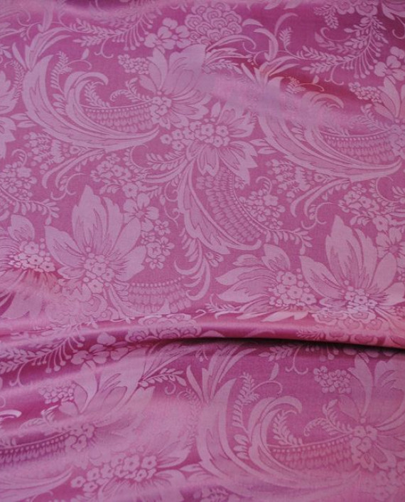Ткань Шелк Жаккард  "Пюсовый" 0010 цвет розовый цветочный картинка 1