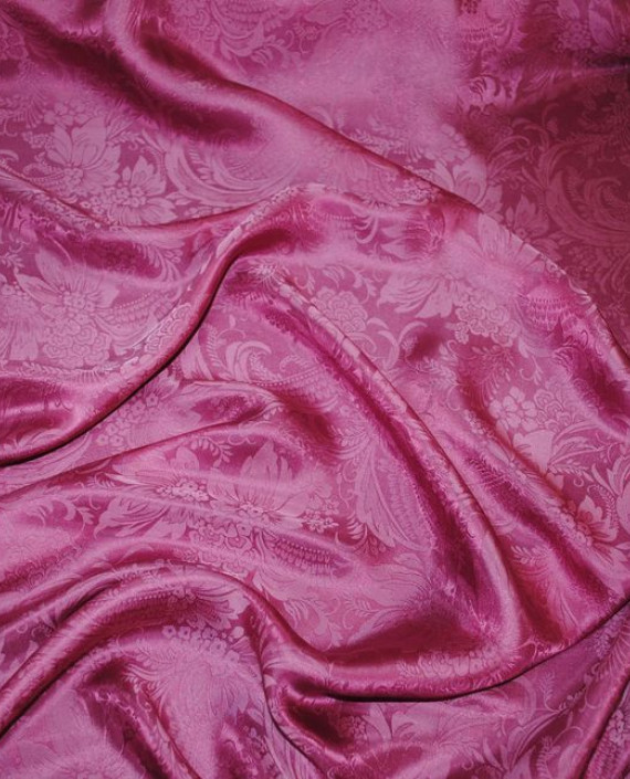 Ткань Шелк Жаккард  "Пюсовый" 0010 цвет розовый цветочный картинка