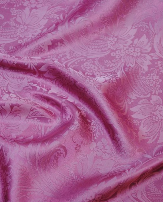 Ткань Шелк Жаккард  "Пюсовый" 0010 цвет розовый цветочный картинка 2