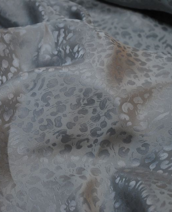 Ткань Шелк Жаккард  "Ростки" 0013 цвет серый леопардовый картинка 2