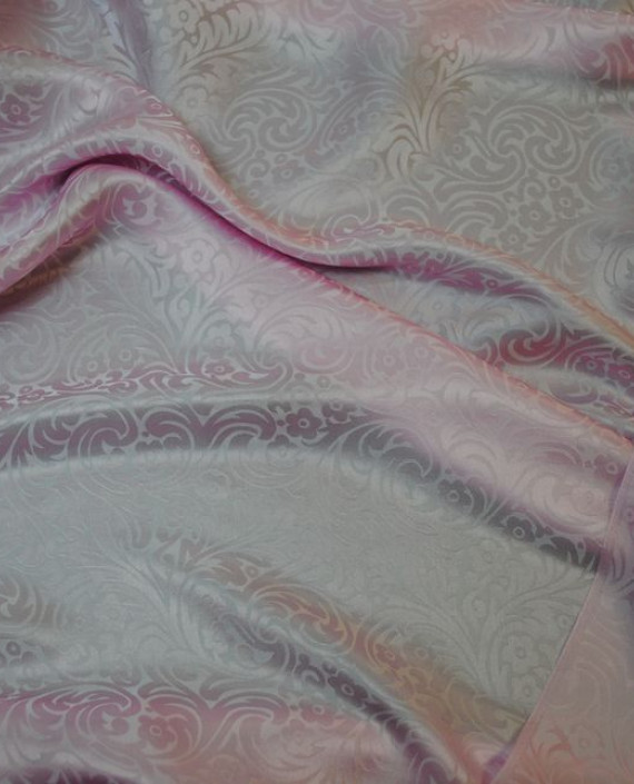 Ткань Шелк Жаккард "Сирень" 0015 цвет сиреневый цветочный картинка