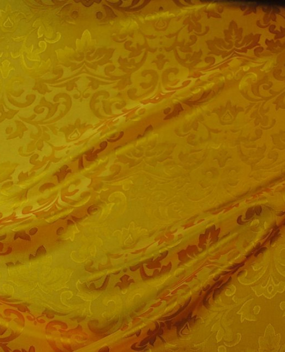 Ткань Шелк Жаккард "Оранж" 0018 цвет оранжевый цветочный картинка 2