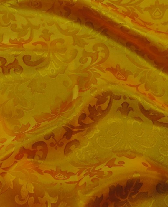 Ткань Шелк Жаккард "Оранж" 0018 цвет оранжевый цветочный картинка 3