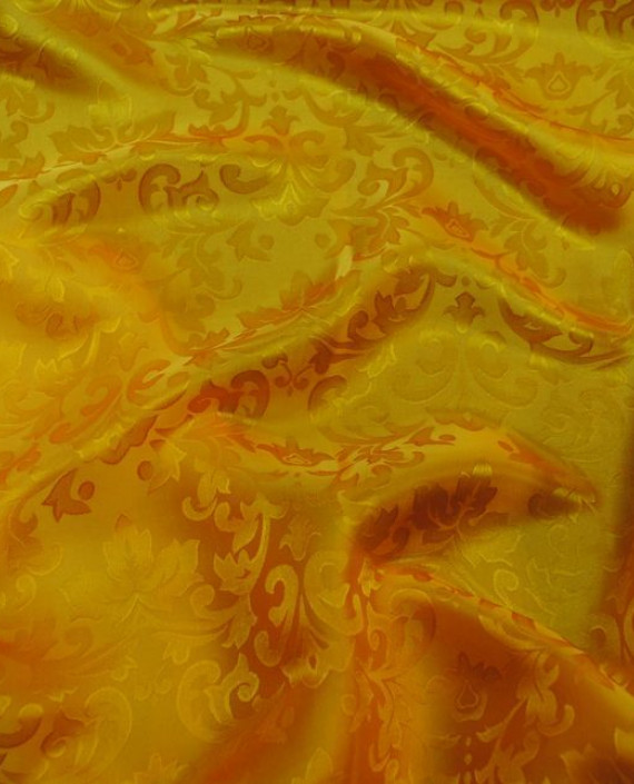 Ткань Шелк Жаккард "Оранж" 0018 цвет оранжевый цветочный картинка 4