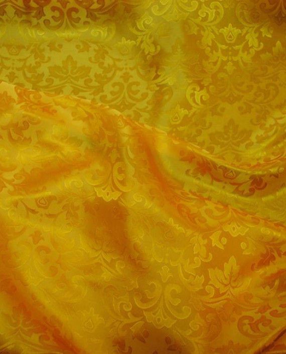 Ткань Шелк Жаккард "Оранж" 0018 цвет оранжевый цветочный картинка 5