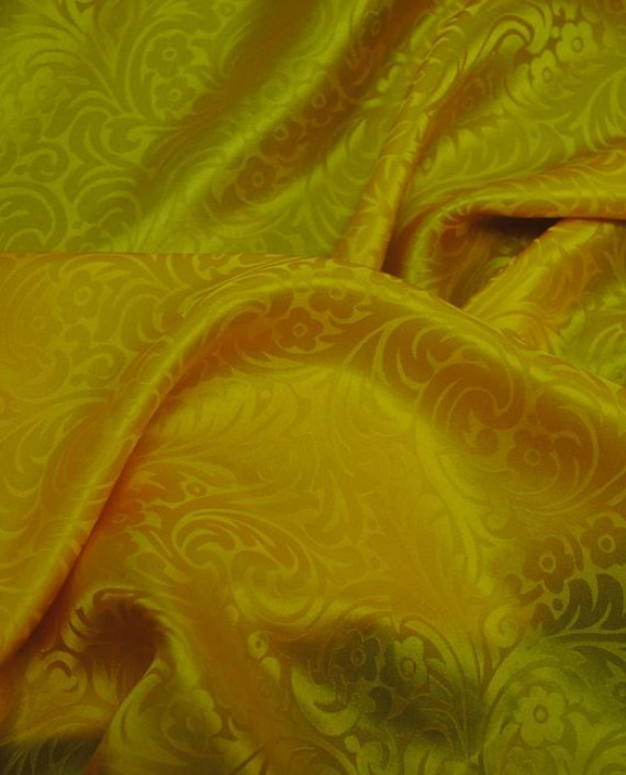 Ткань Шелк Жаккард "Золото" 0025 цвет желтый цветочный картинка 1