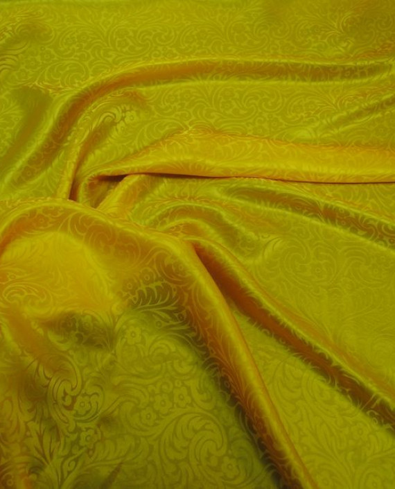 Ткань Шелк Жаккард "Золото" 0025 цвет желтый цветочный картинка