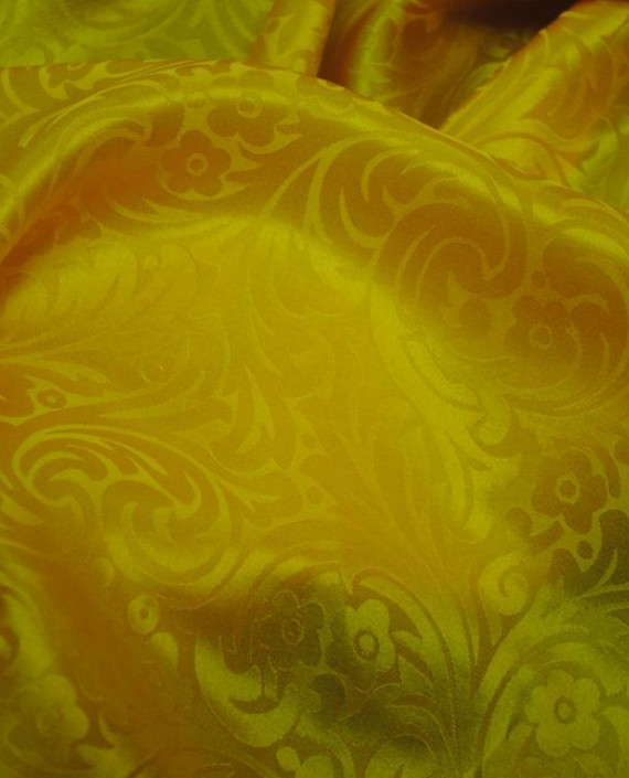 Ткань Шелк Жаккард "Золото" 0025 цвет желтый цветочный картинка 4