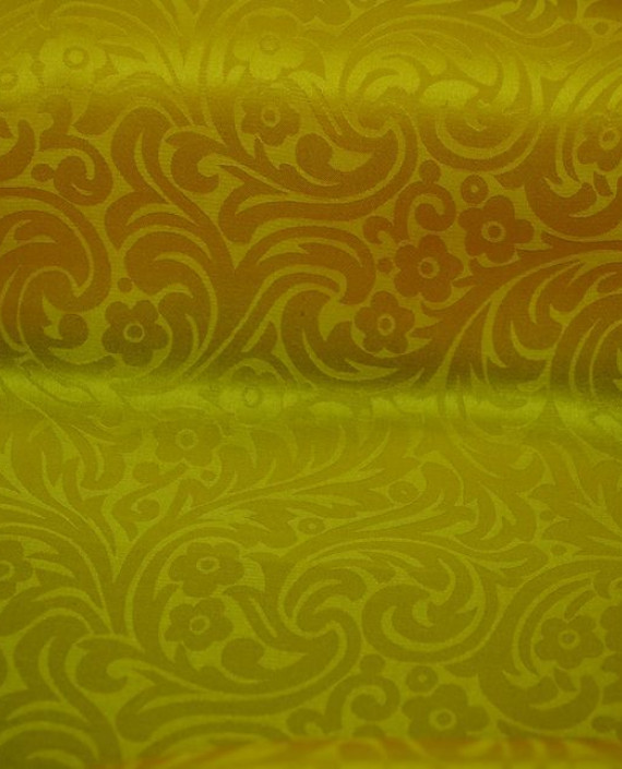 Ткань Шелк Жаккард "Золото" 0025 цвет желтый цветочный картинка 2