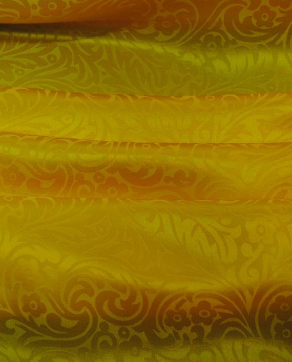 Ткань Шелк Жаккард "Золото" 0025 цвет желтый цветочный картинка 3