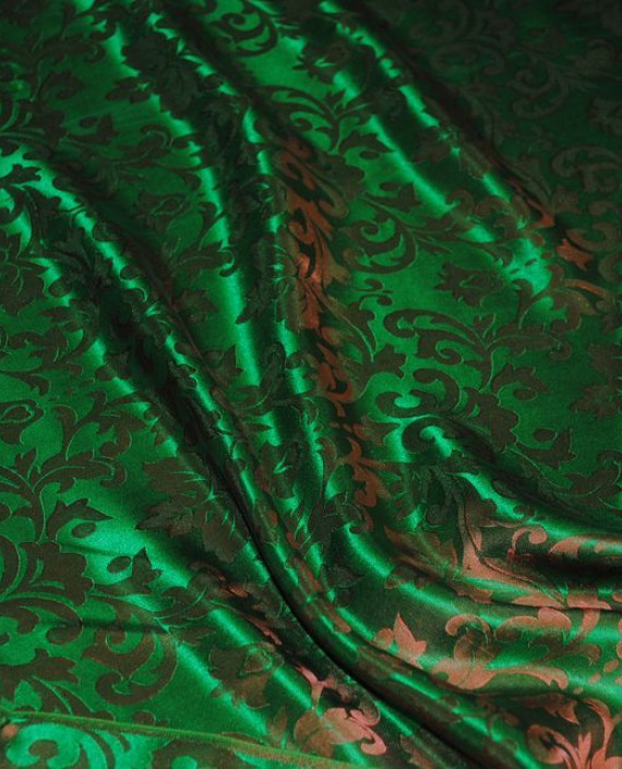 Ткань Шелк Жаккард "Зелень" 0021 цвет зеленый абстрактный картинка 2