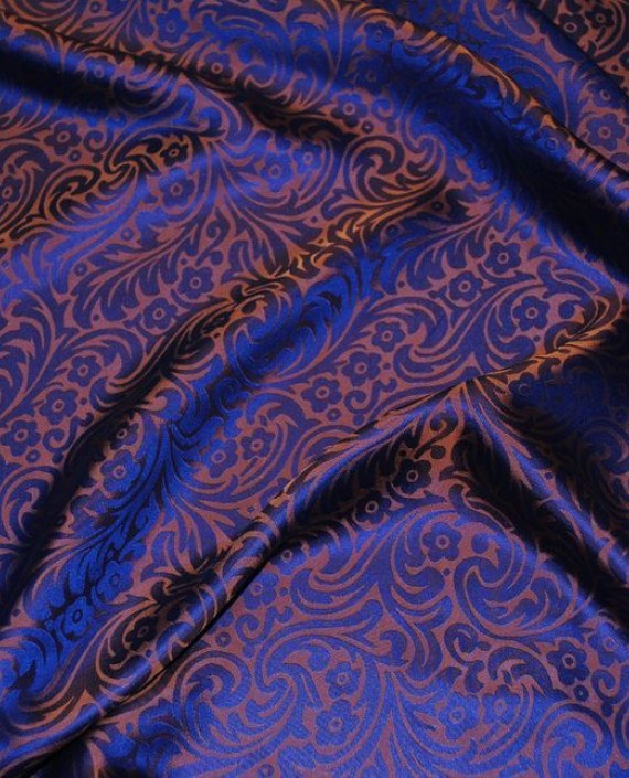 Ткань Шелк Жаккард "Орнамент на сиреневом" 0033 цвет сиреневый цветочный картинка 2