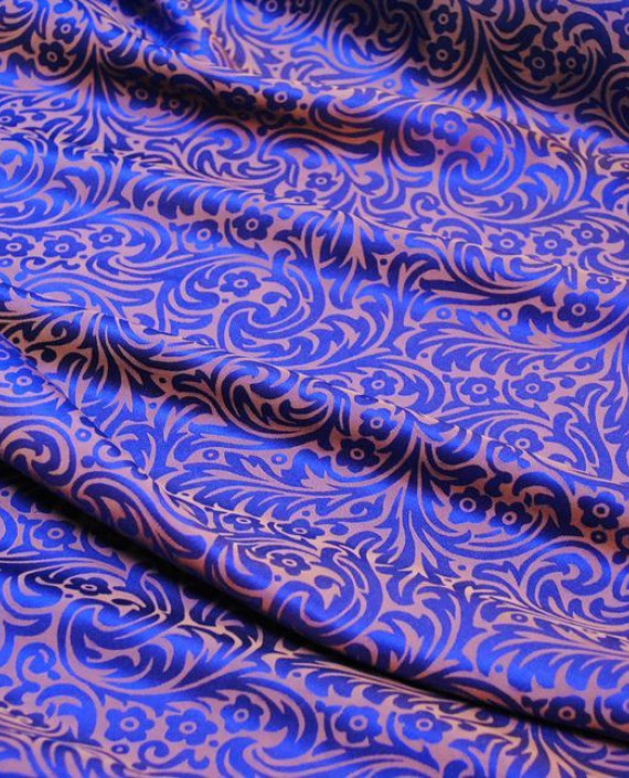 Ткань Шелк Жаккард "Орнамент на сиреневом" 0033 цвет сиреневый цветочный картинка 1