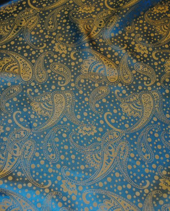 Ткань Шелк Жаккард "Золотые огурцы"  0034 цвет серебро абстрактный картинка