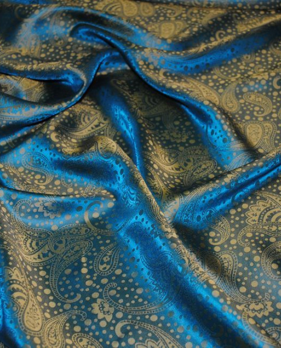 Ткань Шелк Жаккард "Золотые огурцы"  0034 цвет серебро абстрактный картинка 1