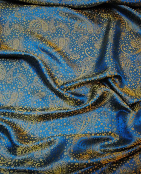 Ткань Шелк Жаккард "Золотые огурцы"  0034 цвет серебро абстрактный картинка 2