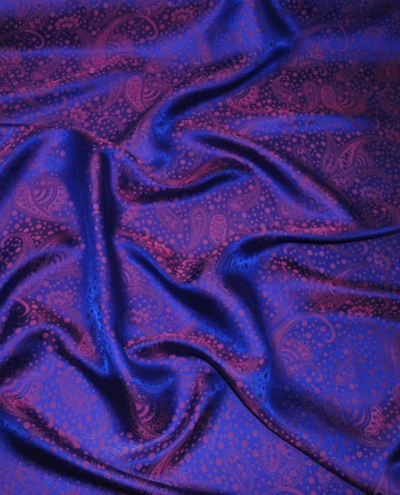 Ткань Шелк Жаккард "Неоновые огурцы"  0038 цвет фиолетовый абстрактный картинка