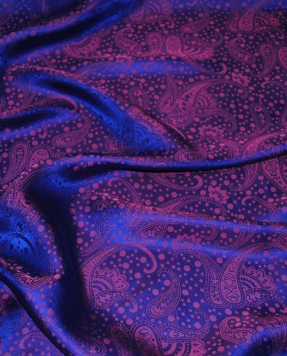 Ткань Шелк Жаккард "Неоновые огурцы"  0038 цвет фиолетовый абстрактный картинка 2
