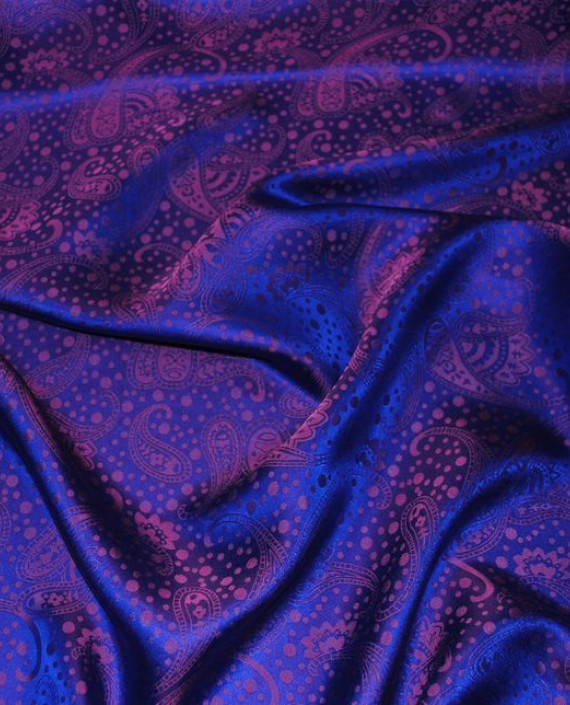 Ткань Шелк Жаккард "Неоновые огурцы"  0038 цвет фиолетовый абстрактный картинка 1